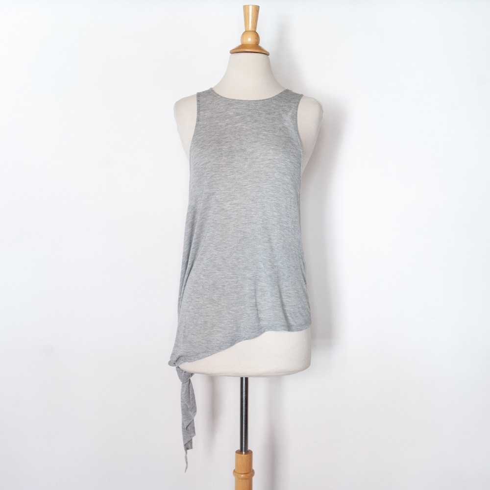 Haute Hippie Asymmetric Modal Blend Jersey Tank with Long Side Tie